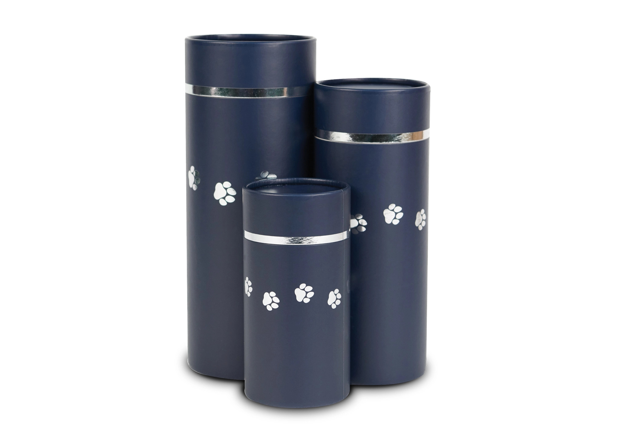 BLUE SCATTERING TUBE URN WITH PAW PRINTS